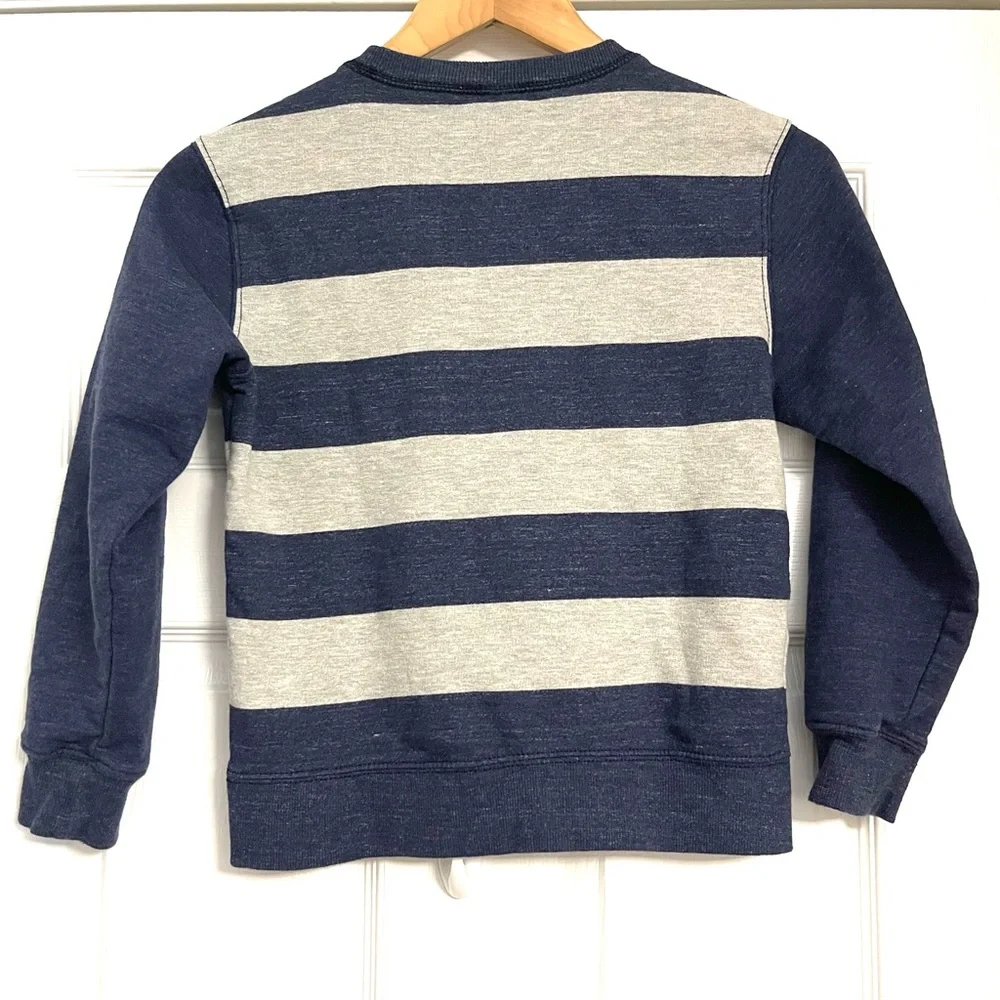 Gymboree Navy and Gray Striped Sweatshirt with Yellow Number